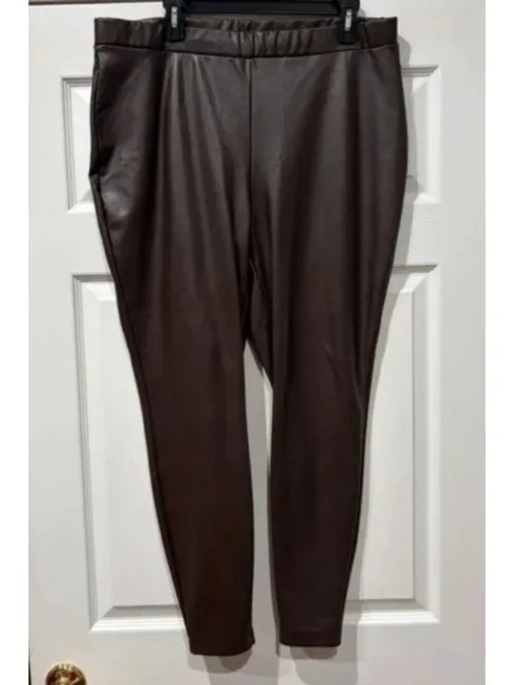 Eloquii Faux Leather Brown Skinny Pants Size 18